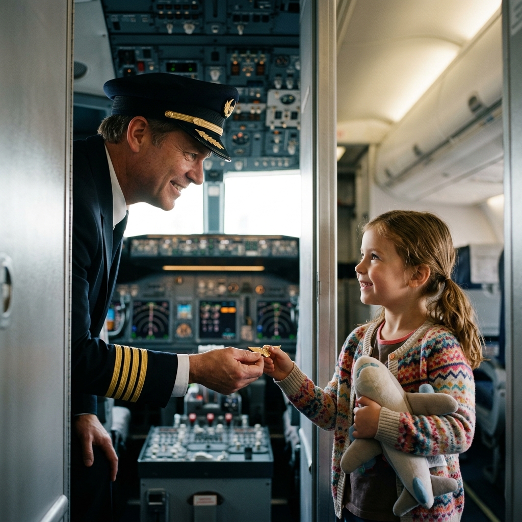 A Rude Woman Took My 6-Year-Old Daughter’s Window Seat—Then the Pilot Taught Her an Unforgettable Lesson 3 Captain giving girl pilot wings 20261018114626