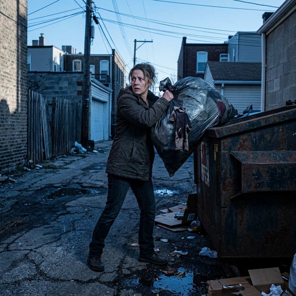 Every Morning, My Neighbor Threw Away Bags of Ruined Clothes—Then I Discovered the Terrifying Secret Behind Her Missing Husband 2 Woman throwing trash bag into 20261018143914